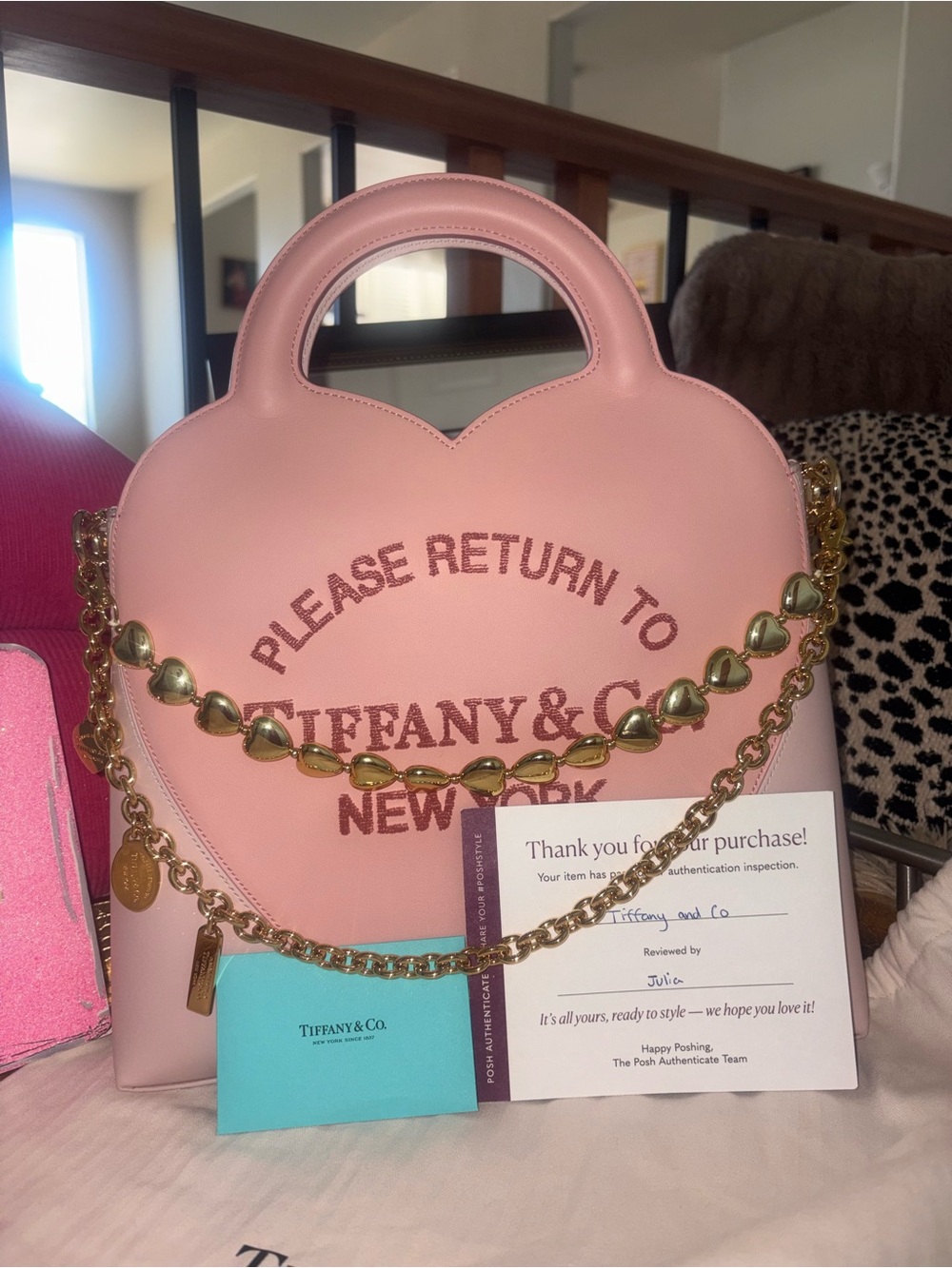 Large Rare, Tiffany & Co. “Please Return to Tiffany’s” 2-Toned Pink & Gold